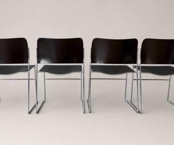Image 1 of 5x Howe 40/4 stoelen – David Rowlan, Donker Bruin, Hout