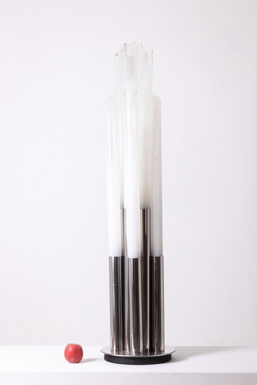 Opalescent Glass "Organ" Floor Lamp, Circa 1970