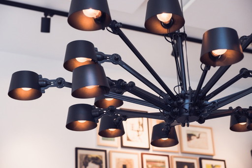 Lampadario Tonone Bolt | 18 bracci nero fumé