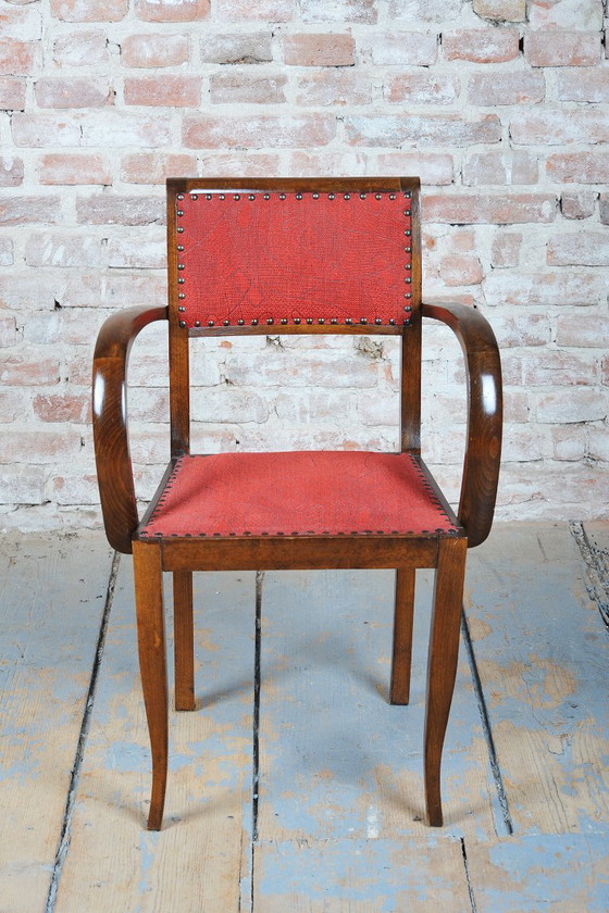 Ensemble de quatre chaises Art déco restaurées, par Jules Leleu, Hêtre, France, années 1930 (photo 6 of 12)