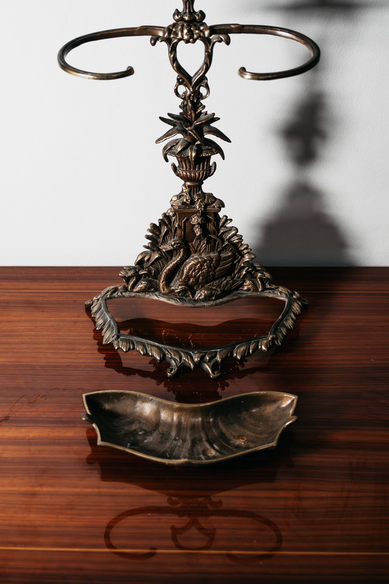 Image 1 of Art Nouveau Brass Umbrella Stand, France, 1960s, Vintage Design