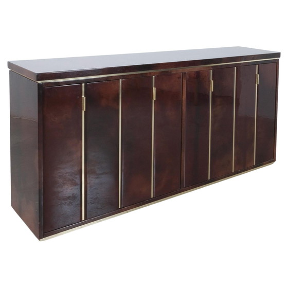 Luciano Frigerio Nettuno Credenza Curva in Pergamena per Frigerio di Desio 1970 – Cassettiere, Brass (photo 6 of 27)