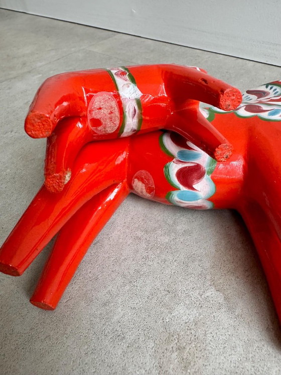 2x Vintage Swedish Red Wooden Dala Horses – Decorative Objects (photo 9 of 10)