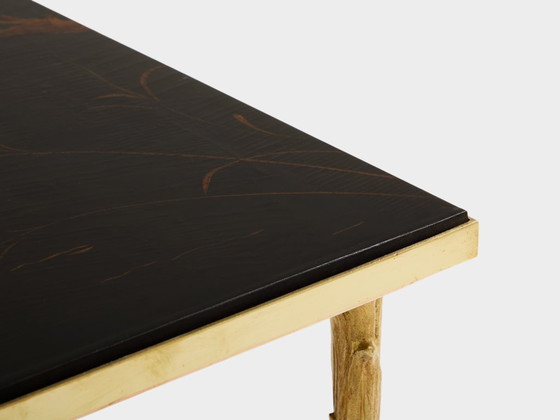 Image 1 of Maison Baguès bamboo brass chinese lacquered small coffee table 1950s
