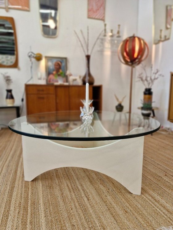 Image 1 of Tavolino da caffè vintage in stile spaziale con vetro degli anni '70