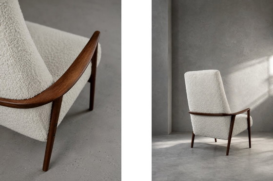 Image 1 of Poltrona Mid-Century vintage moderna in teak bianca, scandinava di Bröderna Andersson, anni '60