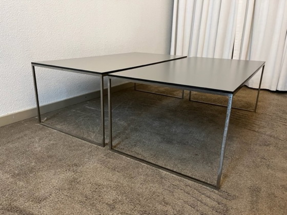 Image 1 of 2x Tavolino con gambe a slitta di pietra mercuriale