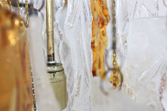 Image 1 of Vintage tweekleurige Murano glazen plafondlamp van Carlo Nason voor Mazzega, jaren 70