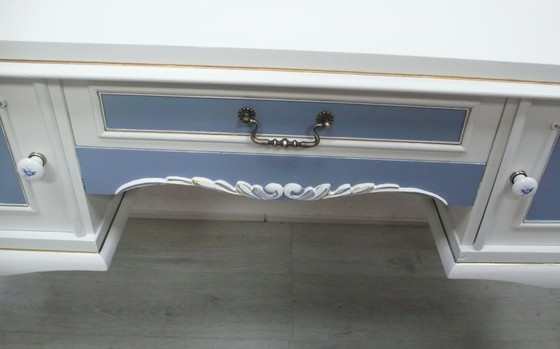 Image 1 of Credenza Chippendale in stile antico bianco + blu tortora