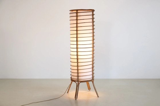 Lampada da terra vintage francese in rattan – Lampade da terra, Carta, Vimini, Mid Century Modern (photo 3 of 6)