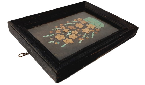 Image 1 of Quadro incorniciato di metà secolo raffigurante fiori secchi, 18 x 13 cm