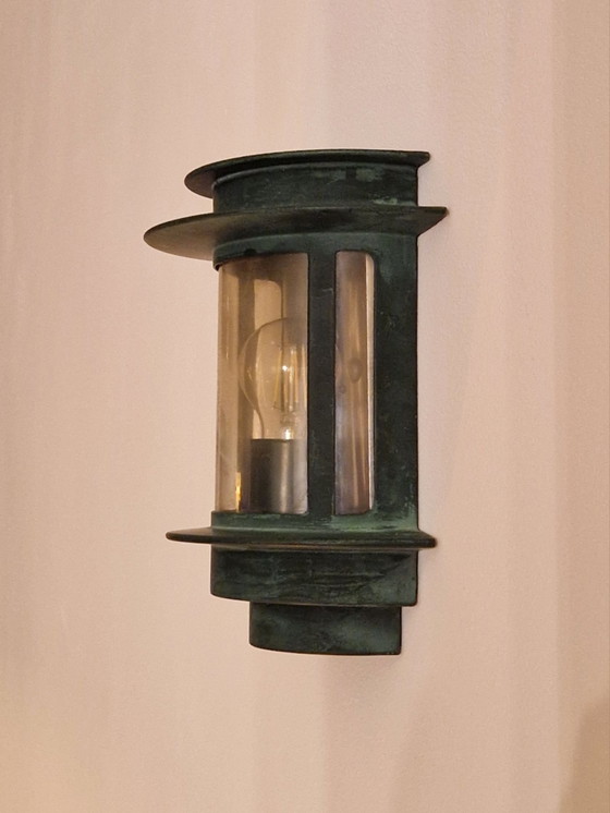 Old outdoor lamp - 1930s style - Art Deco - Germany – Wall lights, Glass, Metal (photo 10 of 11)