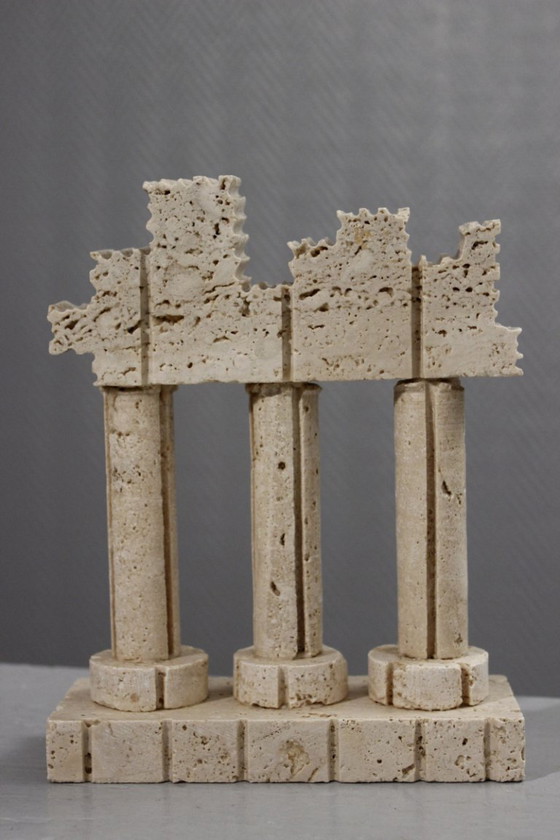 Image 1 of Sculpture vintage ruines acropole en travertin Italie 1970s