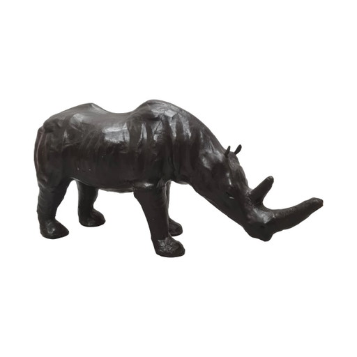 Grand Rhinocéros en cuir vintage, années 1970/80