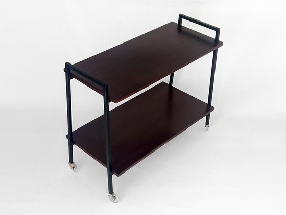 Image 1 of vintage side table with casters