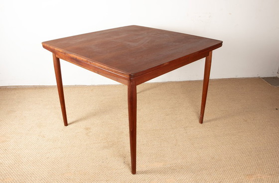 Image 1 of Vierkante en uitschuifbare Deense eettafel, in teakhout, model 592, van Arne Vodder voor Sibast 1960.