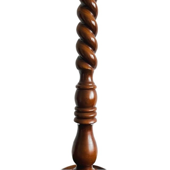 Image 1 of Vintage Mid-century French turned Barley Twist plant column solid wood plant stand 1960s