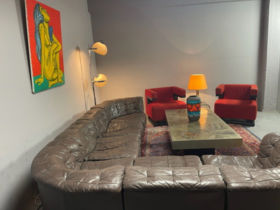 Complete Vintage Design Living Room, Exclusive Interior Setting, de Sede, Modular sofas, Leather, Brown (photo 14 of 15)