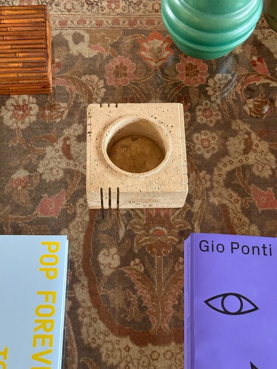 Image 1 of Travertine cubic vide poche / ashtray, Cerri Nestore, Italy, 1970s