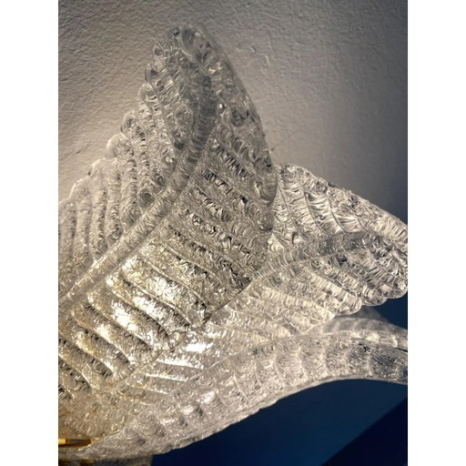 Moderne venezianische Wandleuchten aus transparentem Graniglia-Muranoglas in Blattform – 2er-Set