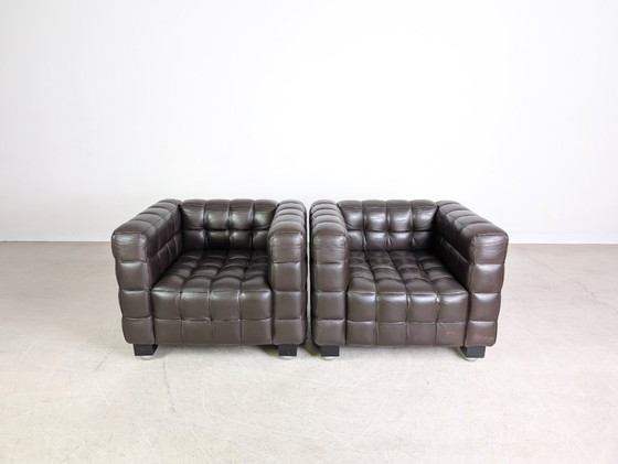 Image 1 of 2x Sillones originales Wittmann Kubus Josef Hoffmann cuero marrón