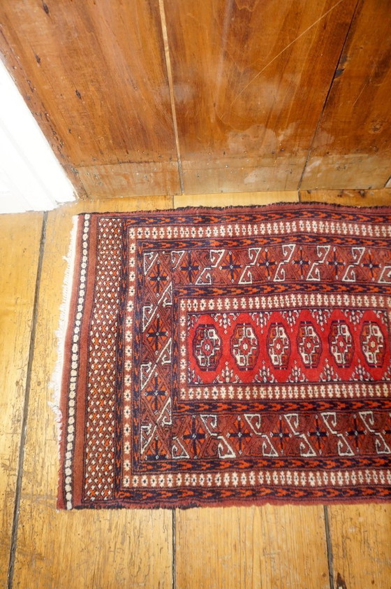 Image 1 of vintage tribal wool rug * afghan baluchi style carpet * geometric nomadic rug * small area rug boho decor