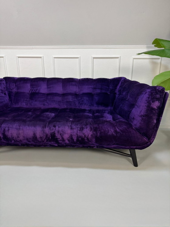 Image 1 of Roche Bobois Profile Sofá de diseño de 2,5 plazas tejido violeta berenjena violeta