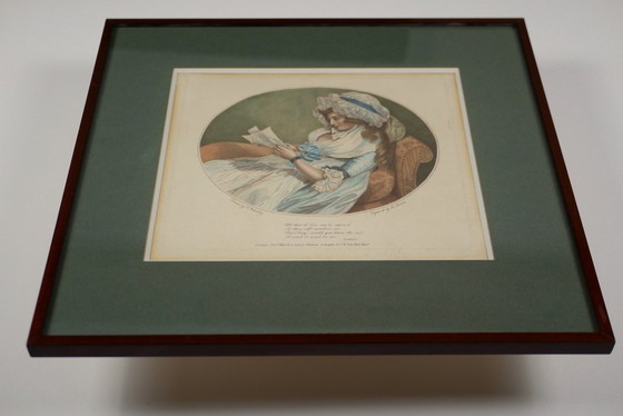 Image 1 of Woman Reading - Antique framed engraving by R. Stanier after Francis Wheatley