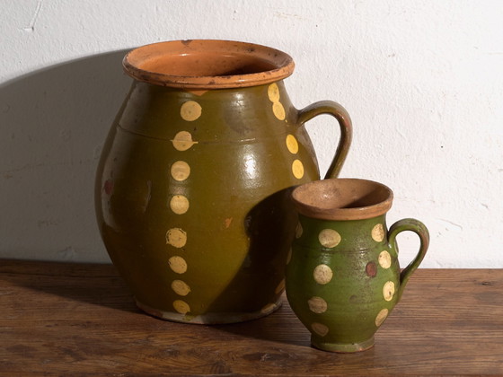 Pair of Vintage Glazed Ceramic Jugs, Central Europe, circa 1930, Crockery, Red (photo 10 of 10)