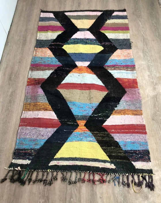 Image 1 of Mehrfarbige Berber-Tapis aus Leinen, 350 cm x 150 cm