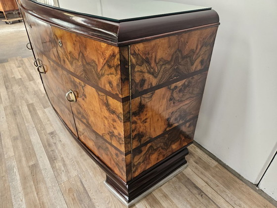 1940s Art Decò Milanese Sideboard in Briar Root and Mirror – Wood (photo 5 of 33)