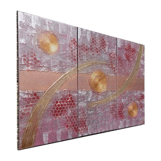 Image 1 of Abstract Paintings A1213 — Large textured Triptych