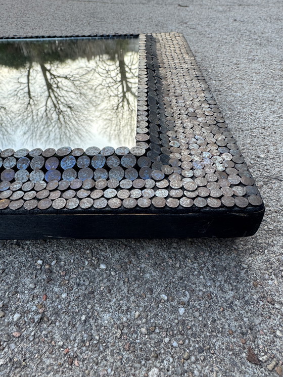 Image 1 of Brutalist style studded mirror from the 1950s