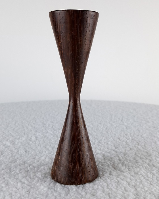 Image 1 of Vintage wooden candlestick Danish design 1970s