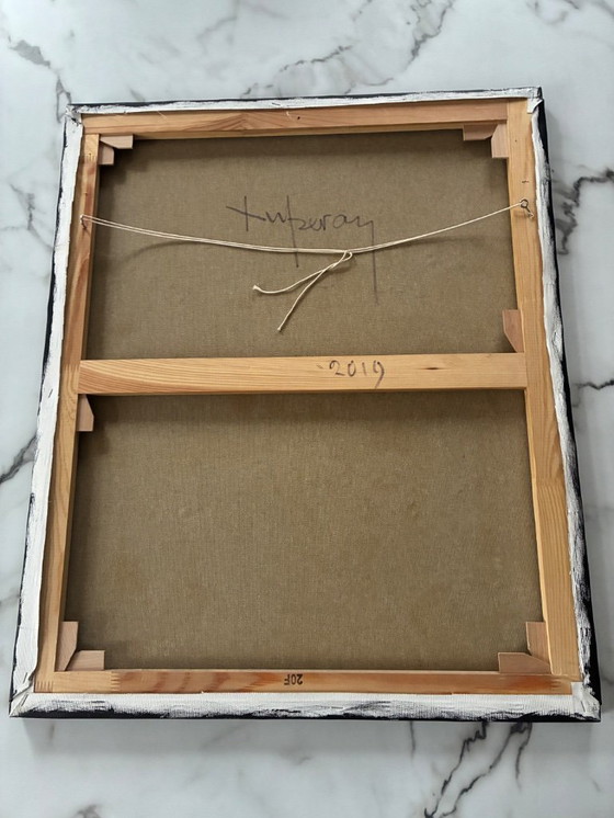 Image 1 of Grande olio su tela di Alain Duperay, Le Terrazze dei Caffè, 14 luglio