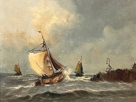 Old painting "Seascape". – Paintings & Drawings, Wood (photo 3 of 6)