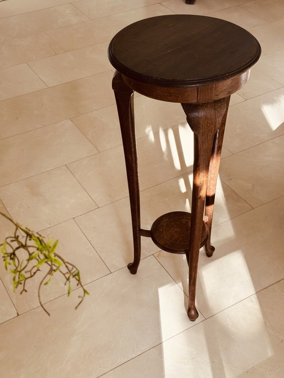 Jugendstil Art Deco Pflanzentisch Cabriole Beine, Holz, Braun (Foto 4 von 12)