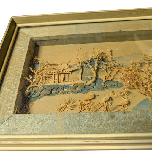 Chinese cork diorama 3D 18x50 cm