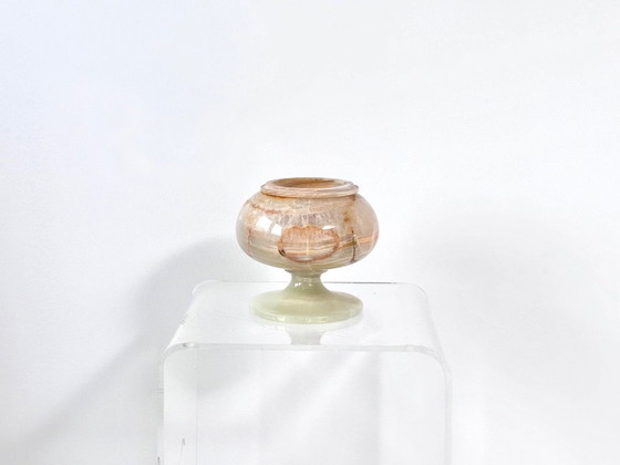 Bonbonnière Vintage en Onyx avec Couvercle, Pierre Naturelle, Bols, Beige (photo 5 sur 8)