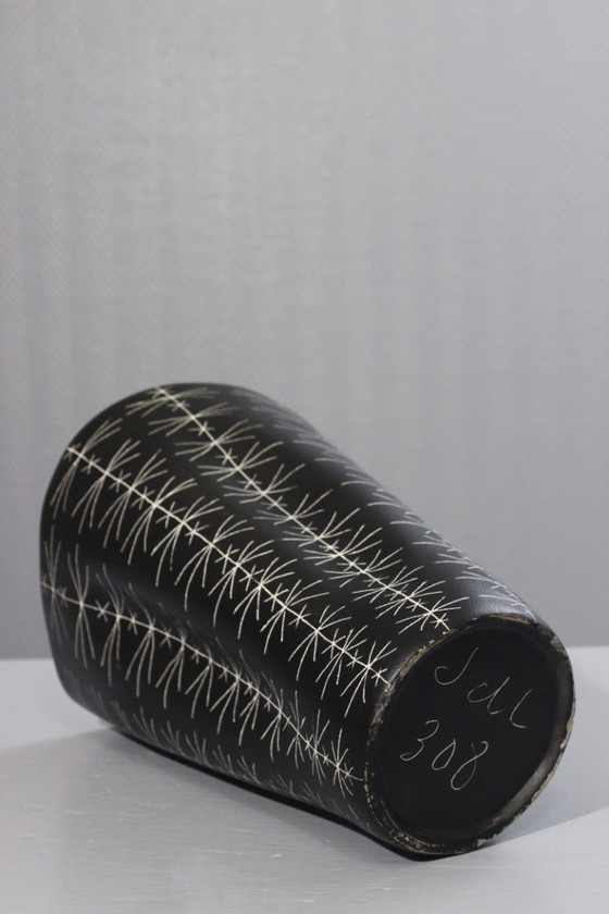 Image 1 of 34 cm Jean de Lespinasse - Large vase no. 308, scarified decoration, Nice, France, 1950s