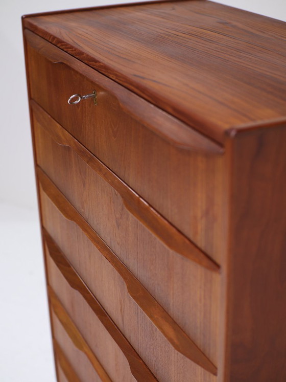 Image 1 of Tall teak chest of drawers vintage 1960s Danish