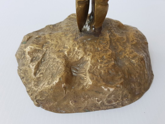 Image 1 of Important dancing stag, antelope, doe, and fawn in gilded brass, 1970s vintage 70s