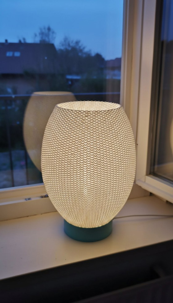 Image 1 of Modern 3D Printed Textured Table Lamp – Warm Ambient Light – Unique Designer Lamp (Wireless or Wired)
