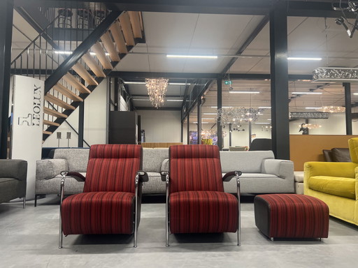 2 Leolux Scylla Hoog fauteuil, 1 Poef 