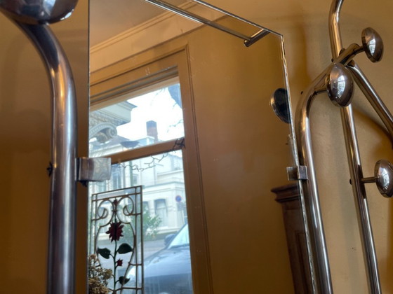 Image 1 of Wall coat rack Coat rack with mirror Vintage 1950s French