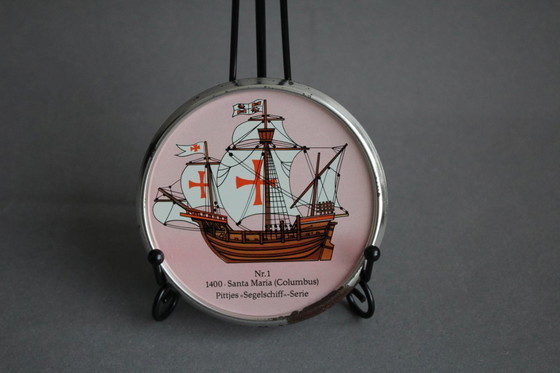 Image 1 of Maritime metal coasters for glasses No. 1 to 8 Pittjes sailing ship series