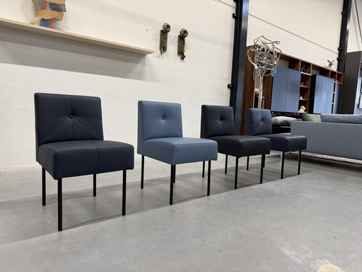 4 Gelderland 7714 Knopfstuhl blau Leder