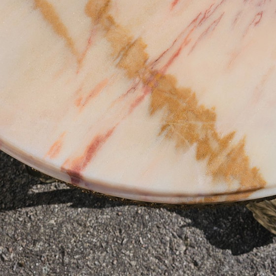 Image 1 of rench Víntage Marble and Bronze Coffee Table-round Cocktail Table-Style Louis XV-60s
