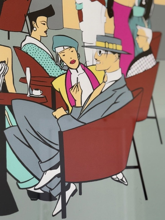 Image 1 of Serigrafia incorniciata "Café Costes", di Patrick Boussignac, stampata da Michel Caza, 1990