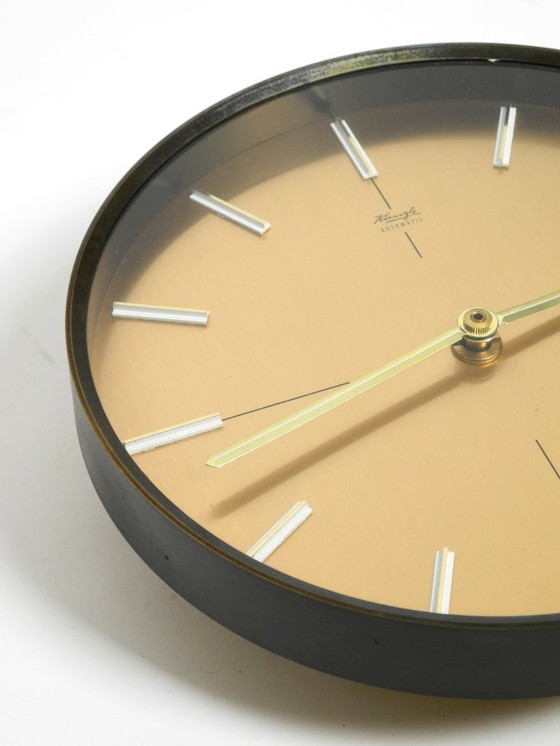 Image 1 of Beautiful very elegant heavy Mid Century Kienzle wall clock made of bronze and brass